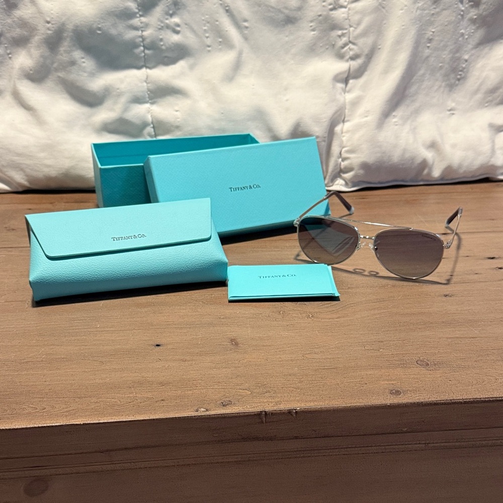 Tiffany & Co. Silver Sunglasses with Case